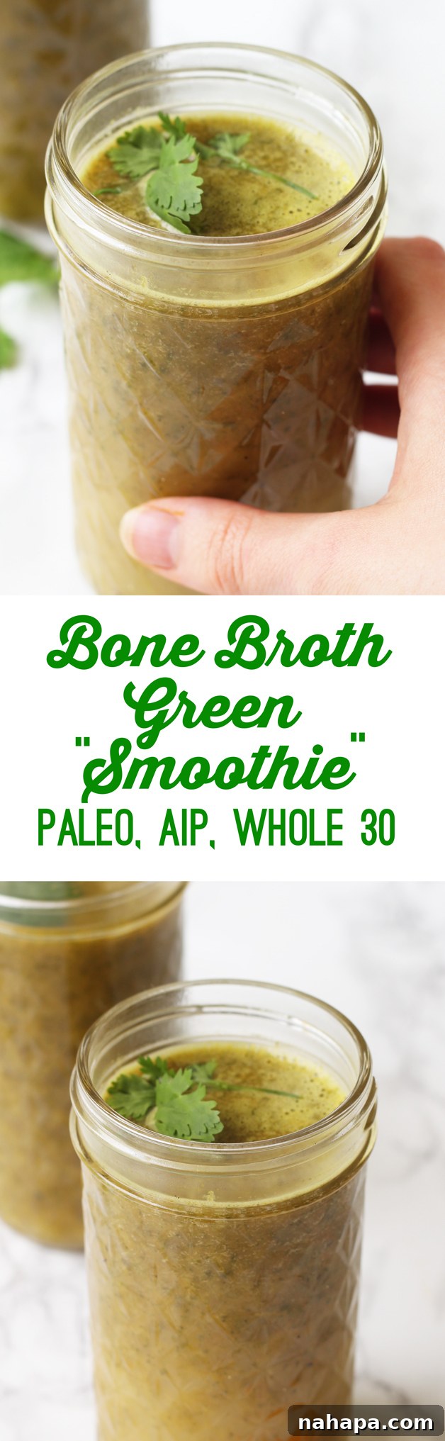 Green Bone Broth Elixir 4 Bone Broth Green "Smoothie" Drink (Paleo, AIP, Whole 30)