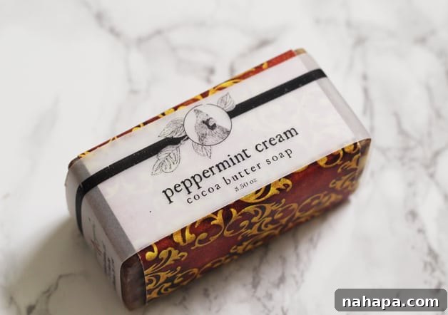 A par of peppermint cream cocoa butter soap.