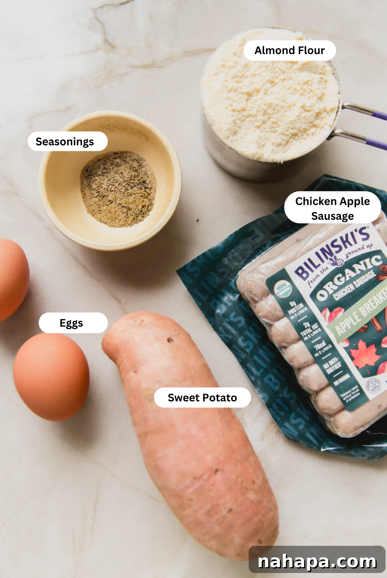 Energizing Protein Breakfast Bites 4 All the ingredients for protein breakfast biscuits.