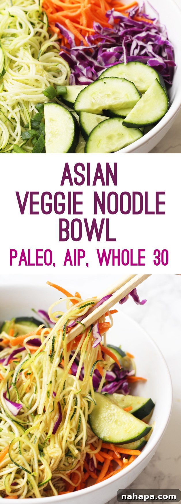 Asian Zucchini Noodle Bowl (Whole 30, Paleo, AIP) - Delicious & Healthy Recipe
