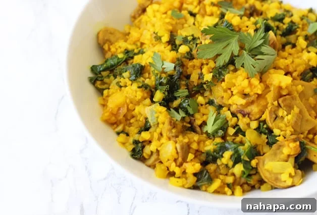 Vibrant Turmeric Cauliflower Risotto with fresh herbs
