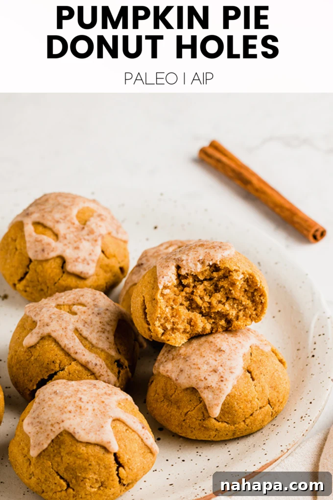 A Pinterest-friendly image showing a stack of pumpkin pie donut holes, perfect for pinning.