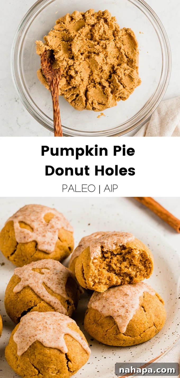 Another Pinterest-ready image of pumpkin pie donut holes with a cozy fall aesthetic.