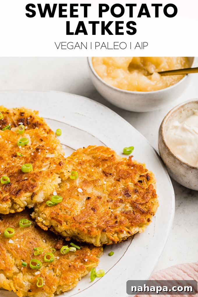 A beautifully presented plate of Sweet Potato Latkes