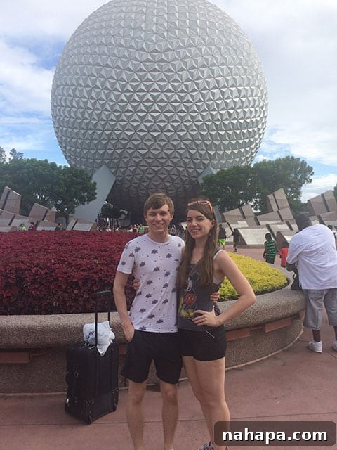 Thriving at Disney World: AIP Paleo Food Allergy Adventures 13 View from Spaceship Earth ride at Epcot, showing a panoramic glimpse of the park, as the visitor departs.