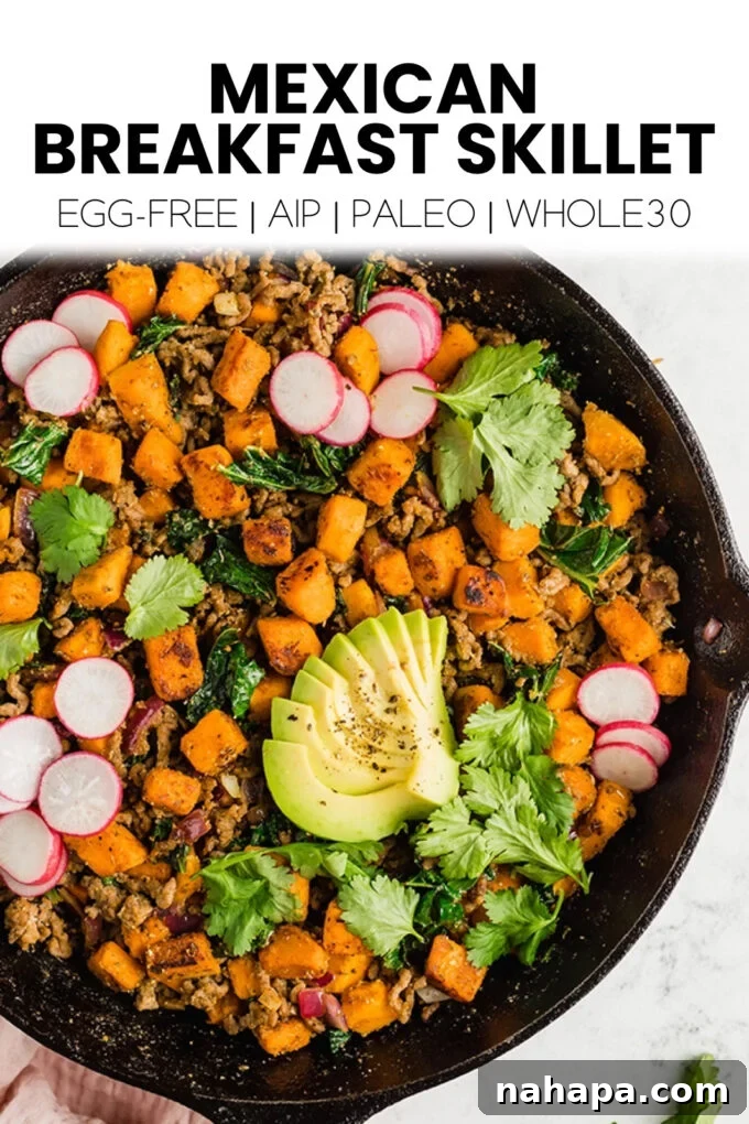 Wholesome Mexican Breakfast Skillet Paleo Whole30 AIP Egg Free 7 Mexican Breakfast Skillet for Pinterest