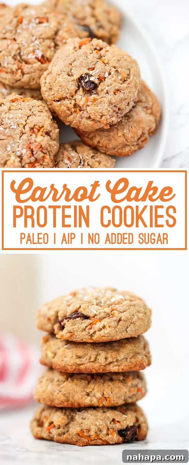 A large stack of Paleo Carrot Cake Protein Cookies, signifying abundance and deliciousness.