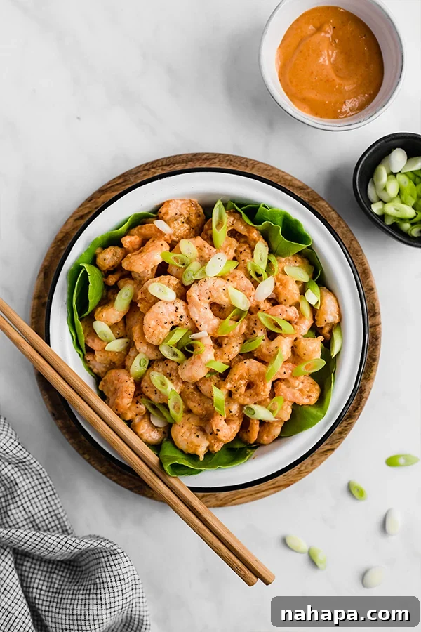Bang Bang Shrimp plated with sauce