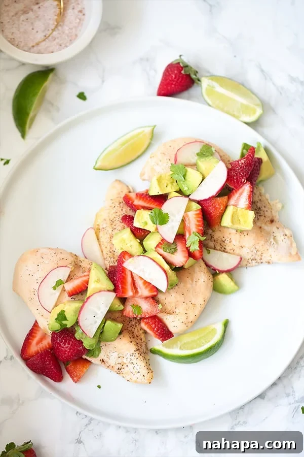 Baked Chicken with Strawberry Avocado Salsa (Paleo, Whole30, AIP