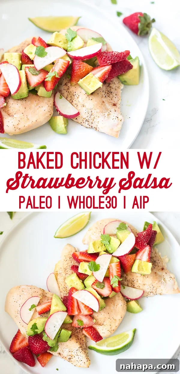 Baked Chicken with Strawberry Avocado Salsa (Paleo, Whole30, AIP