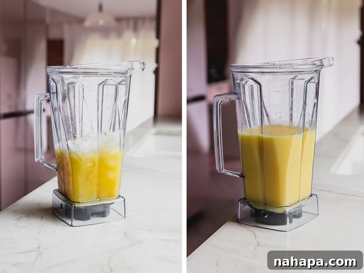 Refreshing Tropical Frozen Mango Mocktail Paleo AIP 4 Blending the mango mocktail ingredients in a high-speed blender