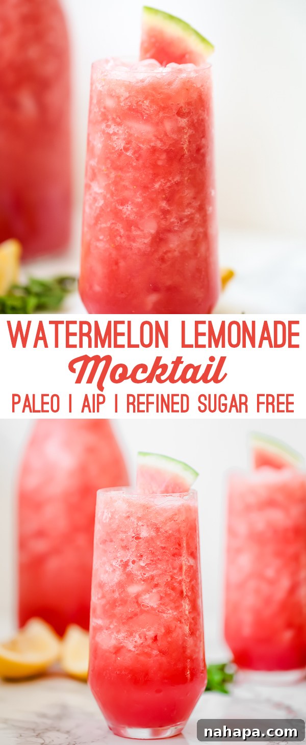 Watermelon Lemonade Mocktail (Paleo, AIP, Refined Sugar Free) - Pinterest Image