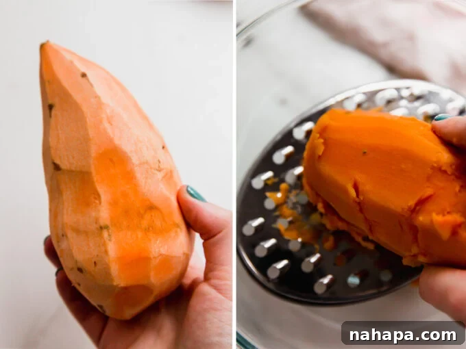 sweet potato peeled and grated.