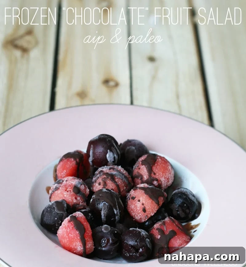 Frozen Chocolate Fruit Salad (AIP, Paleo)