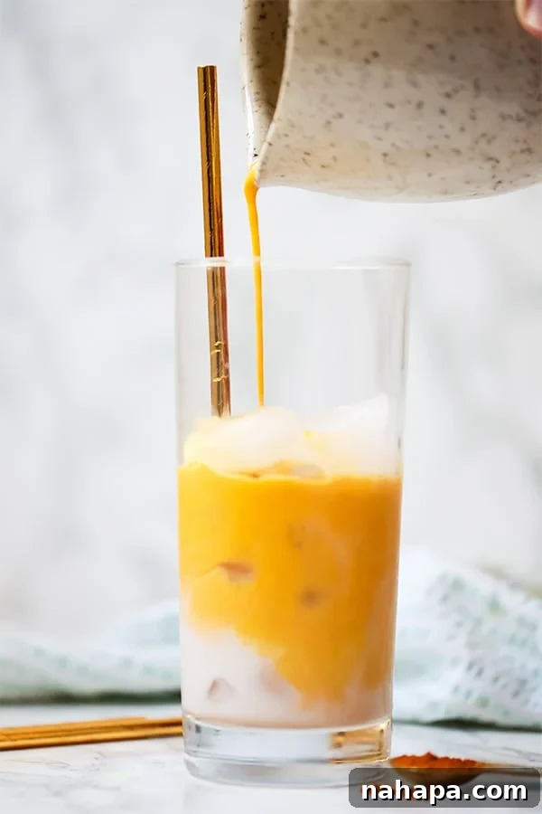 Anti-inflammatory Iced Golden Milk Turmeric Latte (Paleo, AIP, Vegan) This iced turmeric golden milk latte is the perfect anti-inflammatory drink! It's paleo, AIP, and vegan