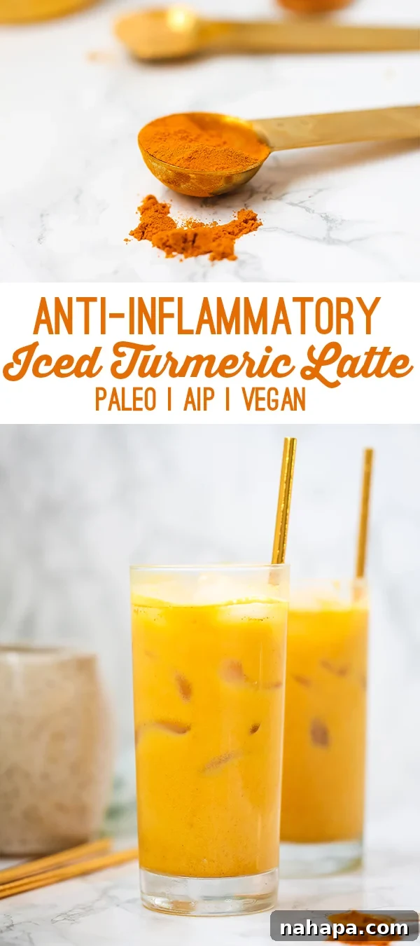 Anti-inflammatory Iced Golden Milk Turmeric Latte (Paleo, AIP, Vegan)