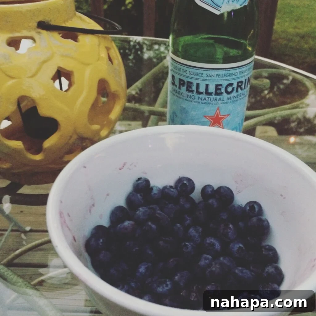 Labor Day Weekend Highlights 6 A glass of Pellegrino and a bowl of blueberries, snacks from the concert.