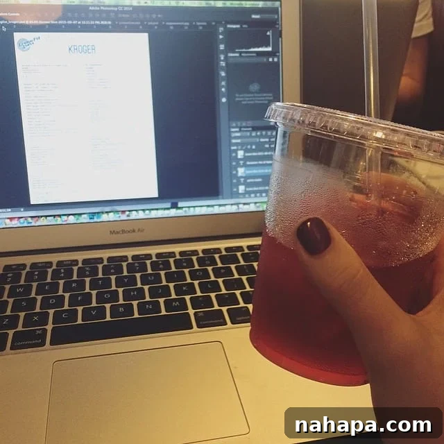 Labor Day Weekend Highlights 9 A cup of hibiscus tea next to a laptop, symbolizing productive work.
