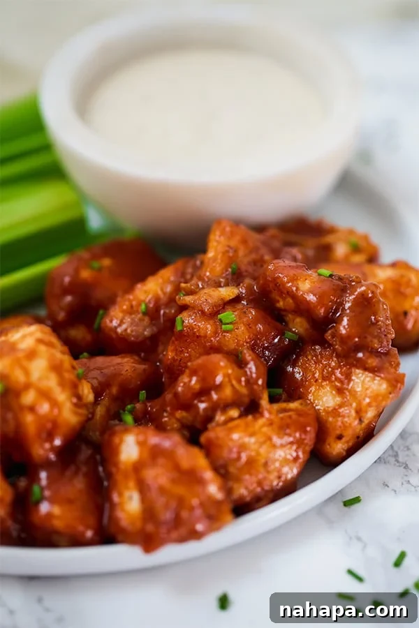 Crispy BBQ Chicken Poppers (Paleo, Whole30, AIP) ready to serve