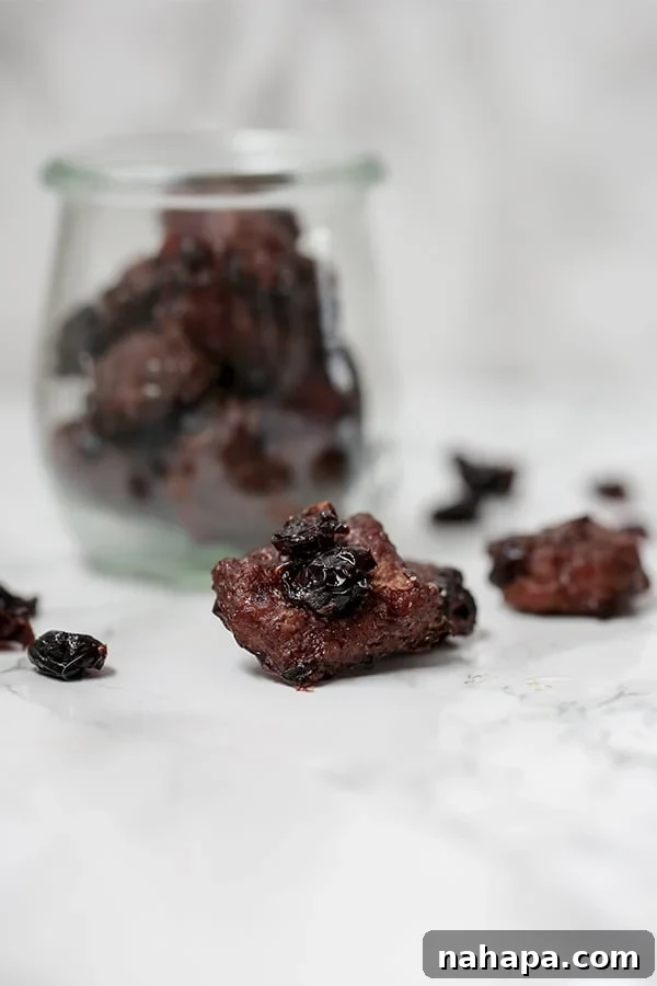 Oven-baked Cranberry Beef Jerky Bites for a healthy, on-the-go protein snack