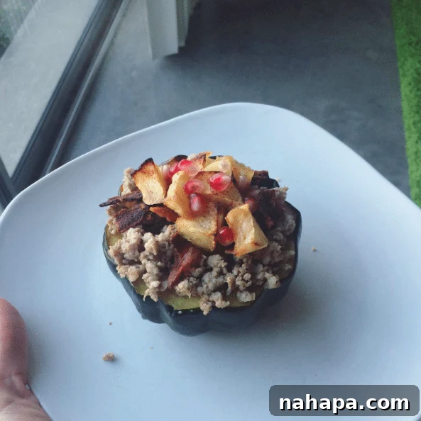 The Weekend Unfolds 11 Stuffed acorn squash with pork, bacon, apples, and pomegranate seeds for dinner.