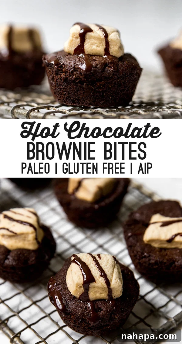 Paleo hot chocolate brownie bites arranged on a serving plate, inviting a taste.