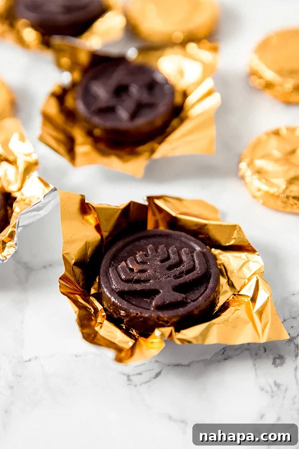 Paleo & AIP Hanukkah Gelt - Chocolate Coins with Gold Foil