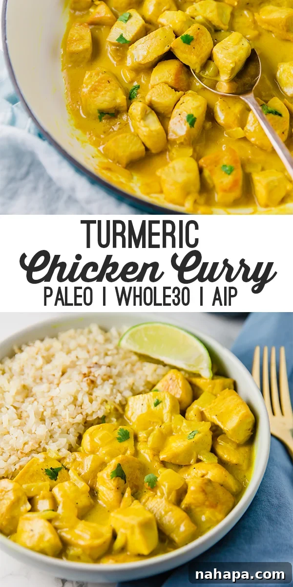 Paleo Turmeric Chicken Curry recipe pin image
