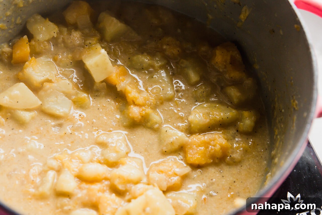 Creamy Cashew-Free Vegan Queso 6 Vegan queso in a pot unblended.