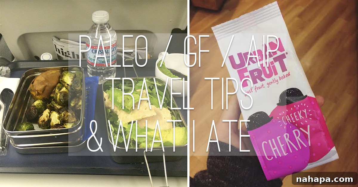 A curated selection of AIP-friendly travel snacks including roasted vegetables, tuna, and fruit, demonstrating thoughtful meal prep for long journeys.