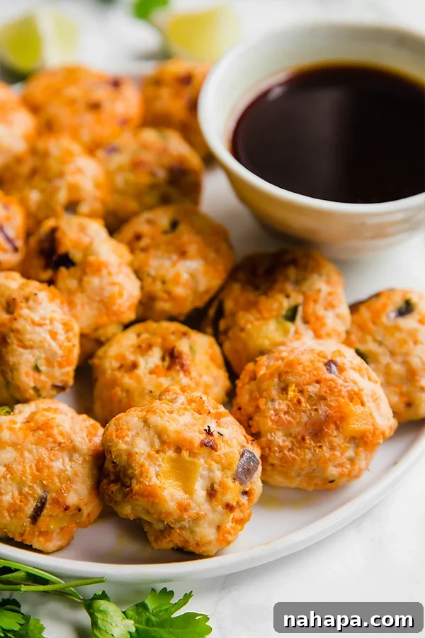 Pineapple Chicken Poppers ready to be served, showcasing vibrant colors