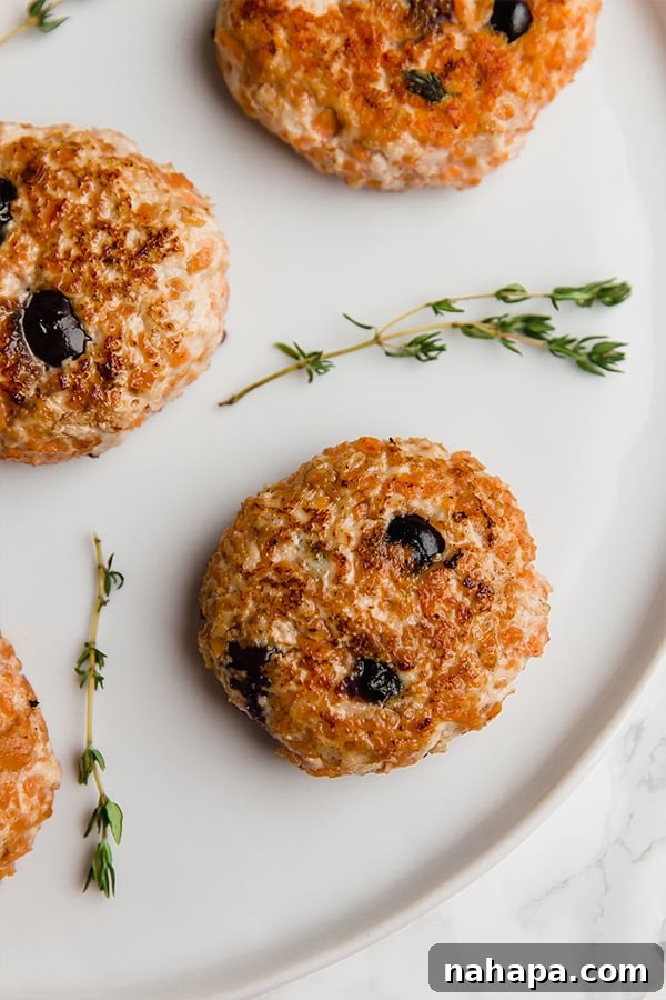 Sweet and Savory Blueberry Sweet Potato Turkey Breakfast Sausage