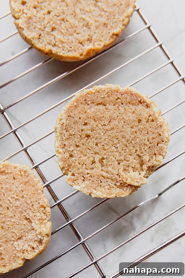 Baked paleo shortcake, golden brown and cooled on a rack, ready to be sliced.