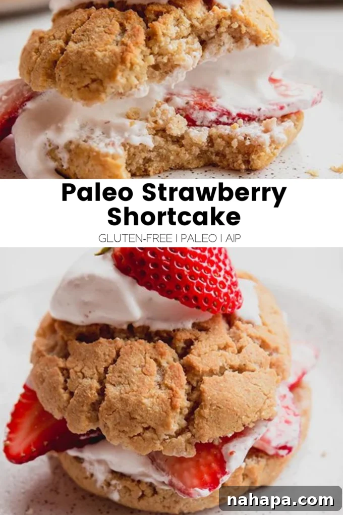 A top-down view of Paleo Strawberry Shortcake, showcasing its vibrant colors and delicious layers.