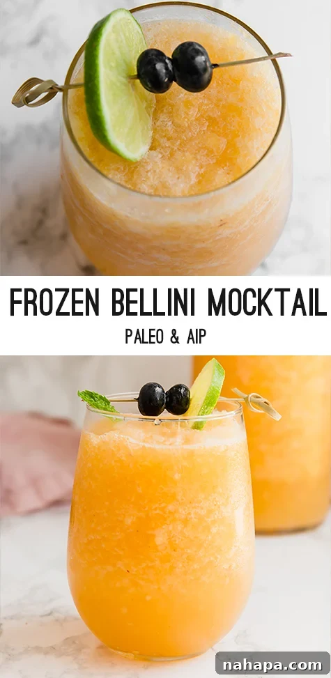 bellini mocktail with garnish