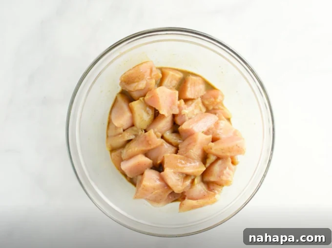 Marinating chicken for Moo Goo Gai Pan