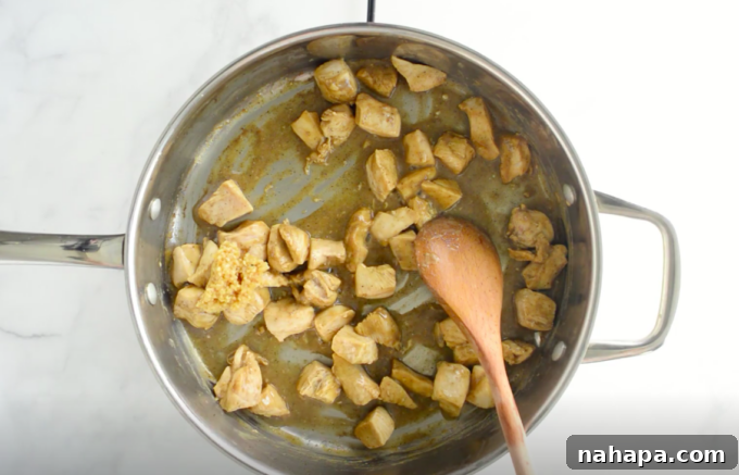 Cooking chicken for Moo Goo Gai Pan