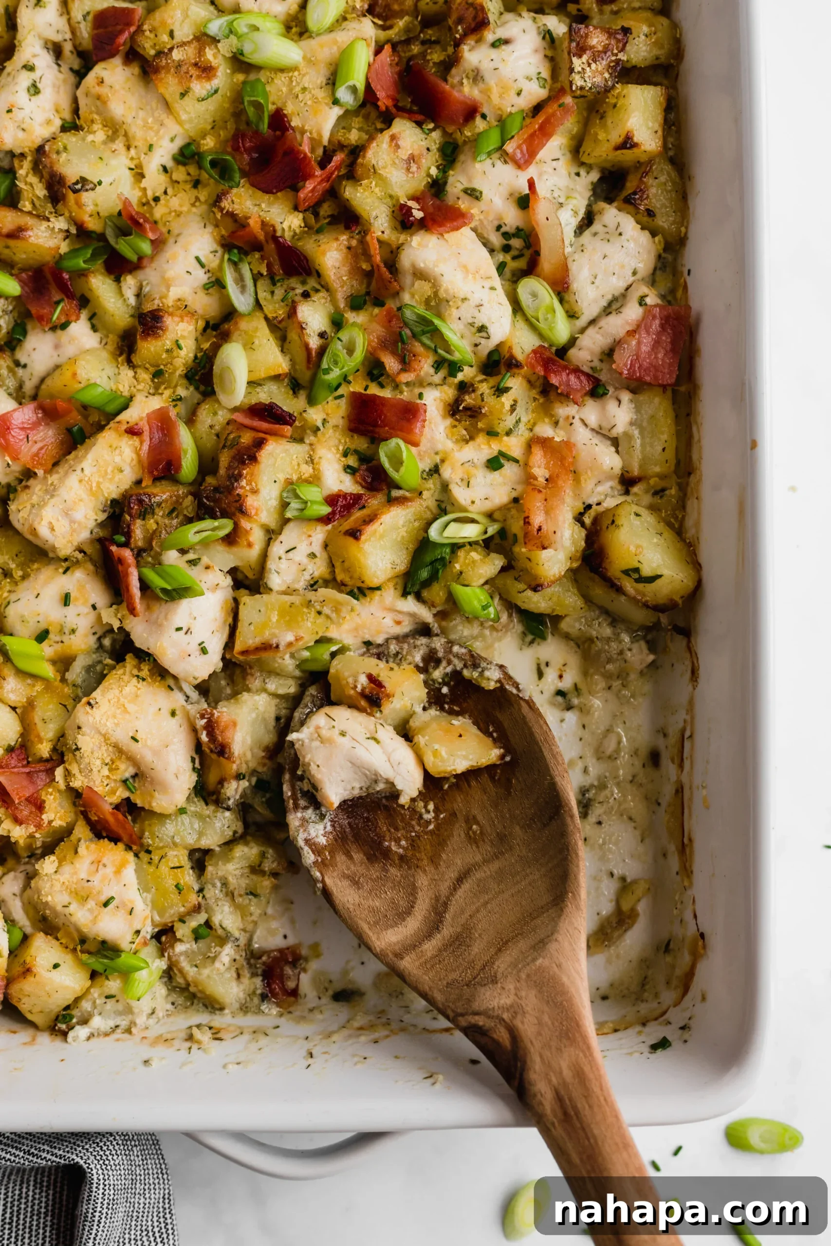 Chicken Bacon Ranch Casserole ready to serve.