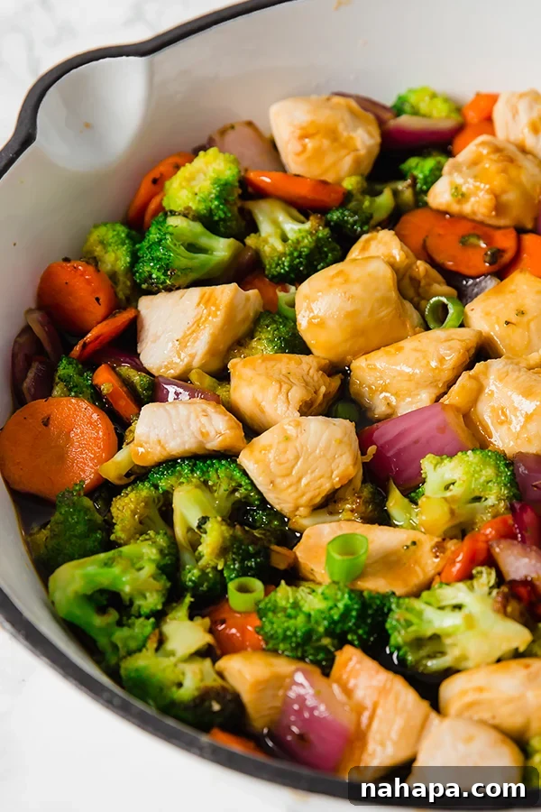Savory Teriyaki Chicken Stir-Fry 3 Teriyaki Chicken Stir-Fry in a skillet with vibrant vegetables