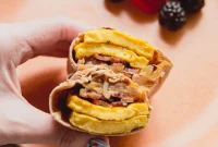 Caramelized Onion Breakfast Burritos with Eggs and Cheese